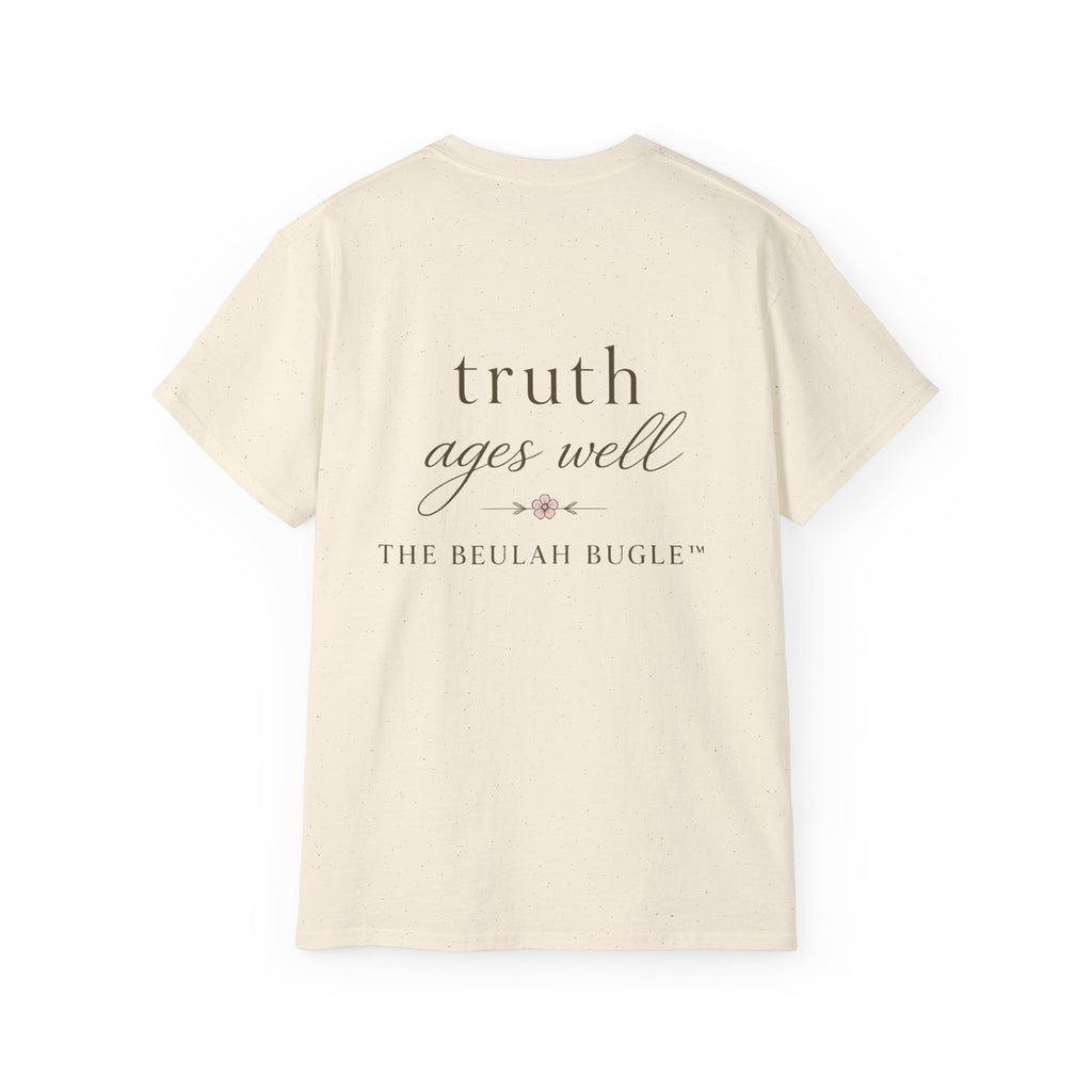 THE BEULAH BUGLE VINTAGE FLORAL TEE — "Truth Ages Well" Cotton T‑Shirt