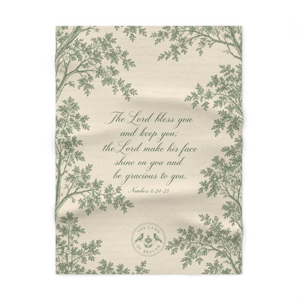 THE SHEPHERD’S BLESSING™ FLEECE BLANKET VINTAGE GREEN & CREAM